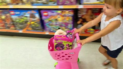 Cute Little Girl Toys R Us Shopping Toy Shopping Cart Shopping Spree