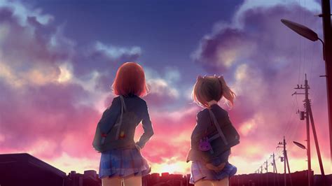 Download 1920x1080 Anime Lanscape Sunset Clouds Love Live Wallpapers