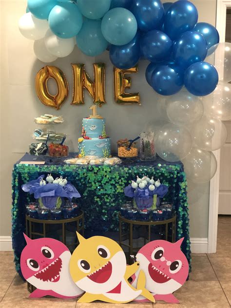 I planned, decorated and catered this 1st birthday party. Baby Shark (With images) | Shark themed birthday party ...