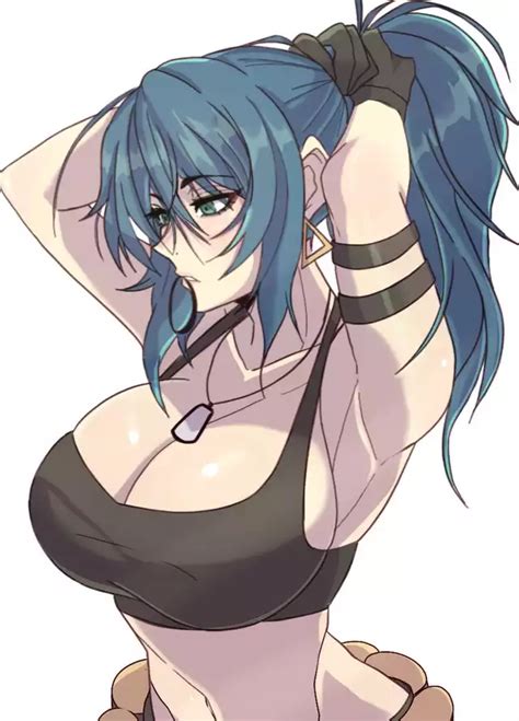 Rule Armband Artist Request Bare Midriff Big Breasts Blue Hair