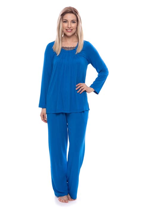 Women S Bamboo Viscose Pajama Set Tranquille Long Sleeve Pajamas By Texere Walmart Com