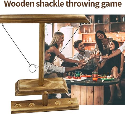 frunimall wooden hooks ring toss game toss hook and ring toss battle game handmade wooden ring