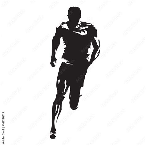 runner vector silhouette front view of sprinting athlete stock vector adobe stock
