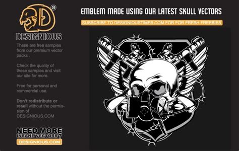 Free Vectors Free Vector Skull Emblem Designious