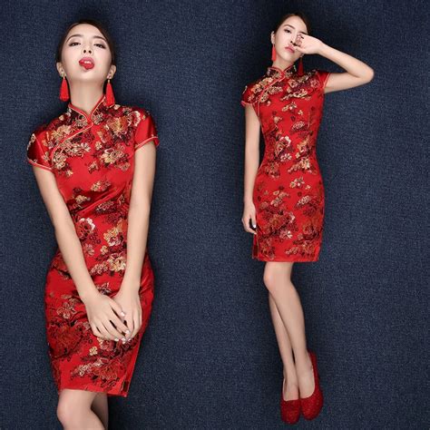 Buy Chinese Traditional Dress Wedding 2015 Plus Size Red Short Modern Cheongsam