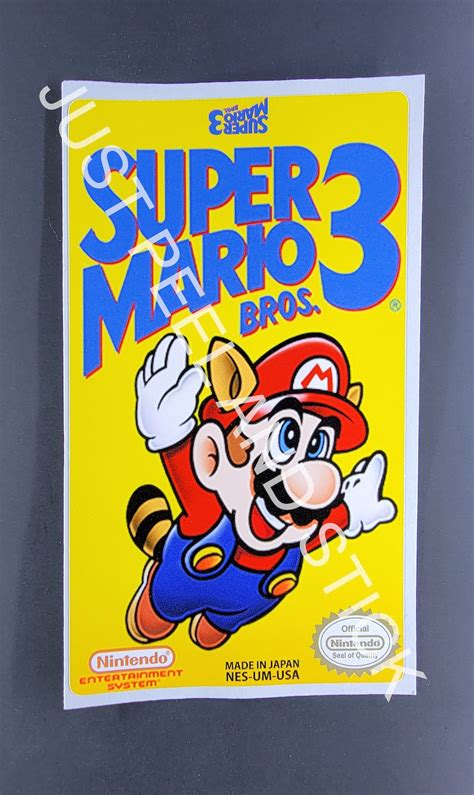 Nes Super Mario Bros 3 Replacement Game Cartridge Label Decal Glossy