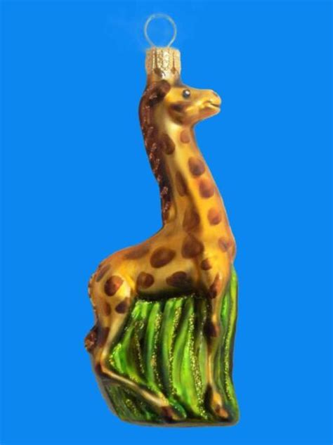 Small Giraffe European Blown Glass Christmas Tree Ornament Safari