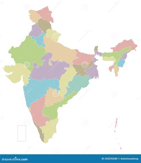 Vector Blank Map Of India With States And Territories And