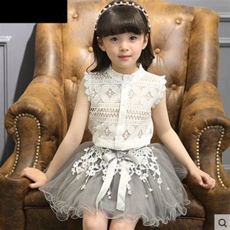 Buy 2017 Summer New Baby Girl Sets Sleeveless Lace T