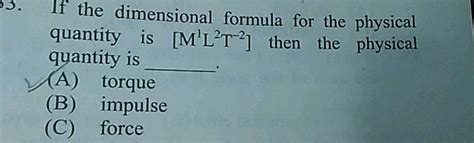 Impulse Dimensional Formula Plus One Physics Chapter Wise Previous