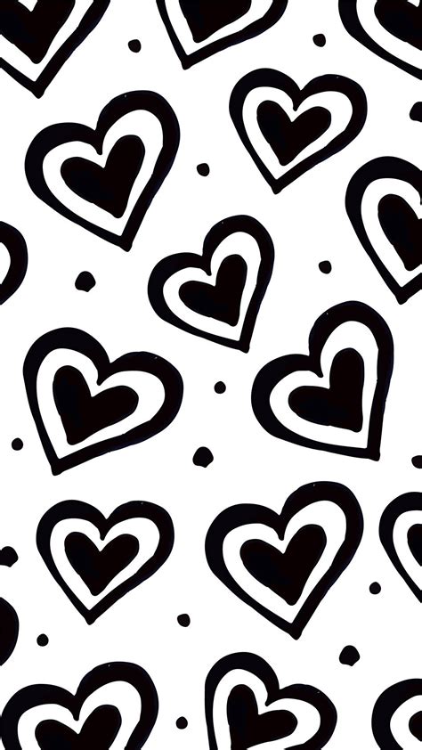 Download Love Black And White Double Hearts Wallpaper