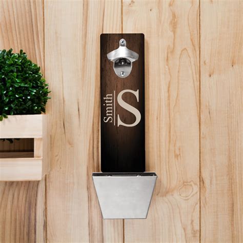 Monogrammed Wall Mounted Bottle Opener and Cap Catcher ... Wall mounted beer bottle opener for beer enthusiasts!