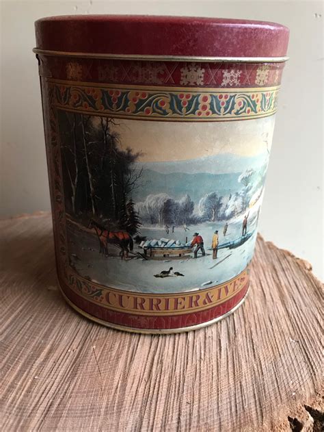 Currier And Ives Tin Collectibles Christmas Tin Vintage Etsy