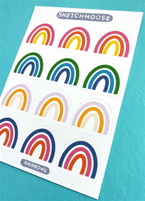 Rainbow Sticker Sheet Planner Stickers Bullet Journal Etsy