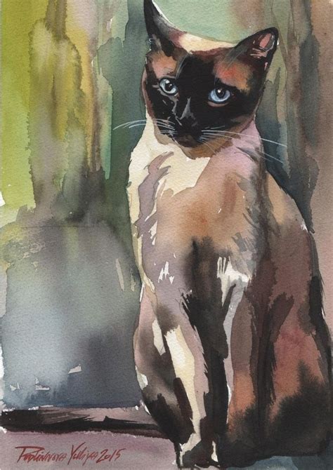 Siamese Cat An Art Print By Yuliya Podlinnova Watercolor Cat Cat