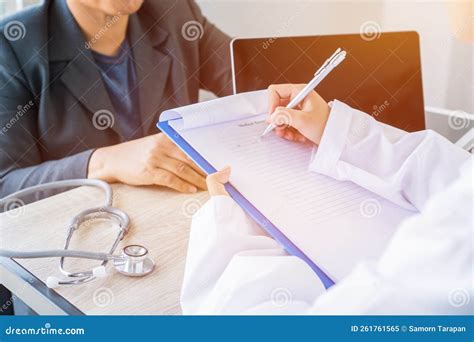 Healthcare Medical Concept Woman Doctor Writing Prescription Clipboard