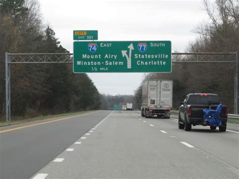 North Carolina Interstate 74 Eastbound Cross Country Roads