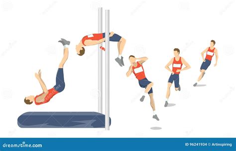 High Jump Set Stock Vector Illustration Of Athlete 96241934