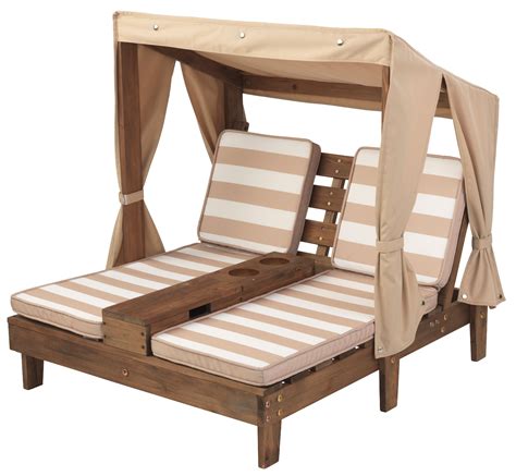 Kidkraft Double Chaise Lounge With Cup Holders Espresso And Oatmeal