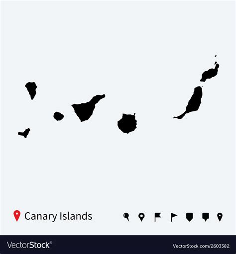 High Detailed Map Of Canary Islands With Vector Image