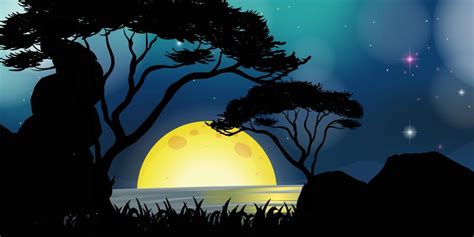 Silhouette Scene With Fullmoon At Night 361374 Vector Art At Vecteezy