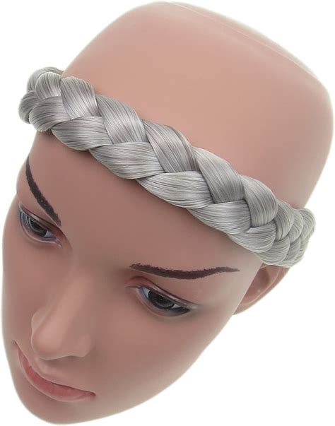 sweet milkmaid braid plaited chunky hair headband grey mix bigamart