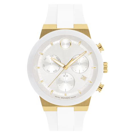 Movado Bold Fusion Watch With White Strap And Dial