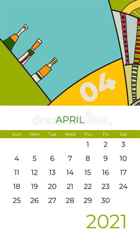 2021 April Calendar Abstract Contemporary Art Vector Desk Screen