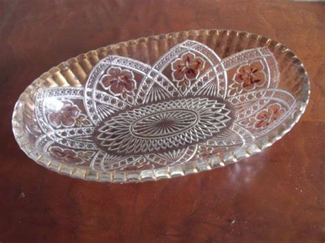 Crystal jelly comport by westmoreland. Vintage Pressed Glass Crystal Relish Or Celery Dish With ...