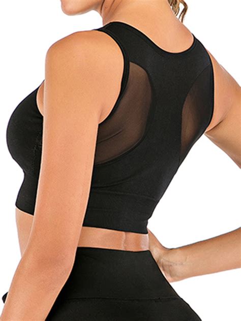 Sports Bra For Women Mesh Back Padded Sports Bras Light Support Yoga Bra With Removable Cups