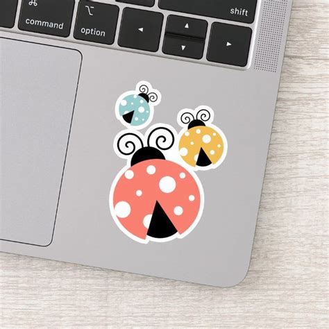 Cute Retro Colored Ladybugs Illustration Sticker Zazzle Ladybug