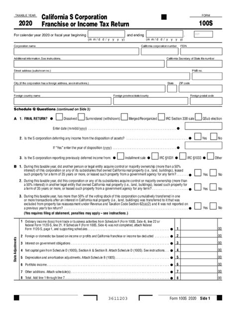 2020 Form Ca Ftb 100s Fill Online Printable Fillable Blank Pdffiller