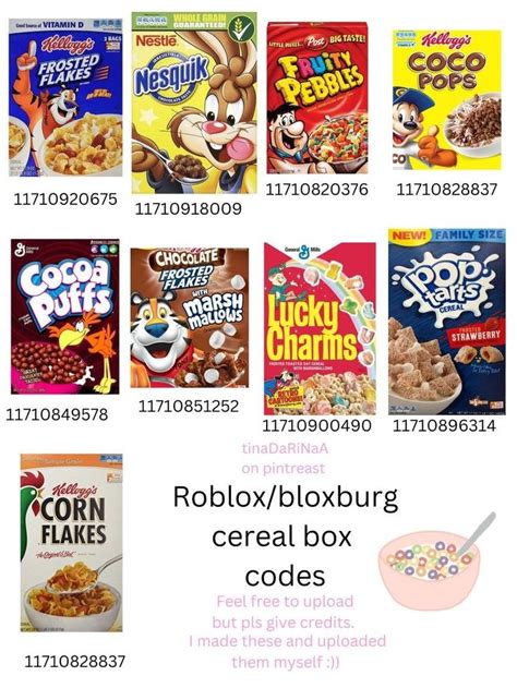 Roblox Bloxbrug Cereal Box Codes In Bloxburg Food Decals