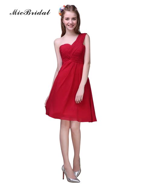Micbridal 2016 New Arrival One Shoulder Junior Bridesmaid Dress Red