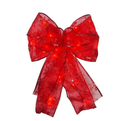 Home Accents Holiday 9 In Red Led Ribbon Bow Tree Topper Eb03 2r006 A1