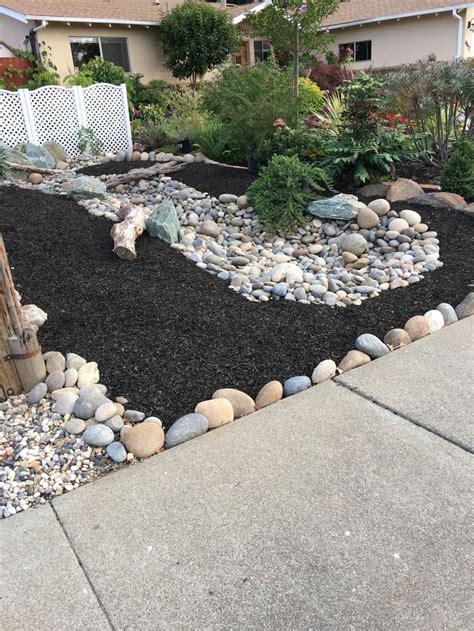 Finished My Dry Creek Bed Its Looking Good Front Yard Landscaping