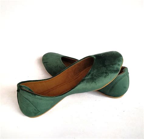 Emerald Green Velvet Flatswedding Flatswomen Ballet Etsy