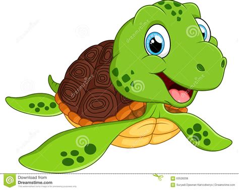 Happy Sea Turtle Cartoon Stock Vector Illustration Of