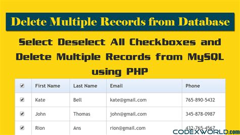 Delete Multiple Records With Checkboxes In Php Mysql How To From