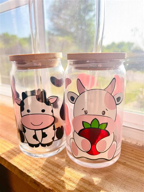 Cow Print Glass Cup Cow Glass Cup Libbey Cow Glass Trendy Etsy