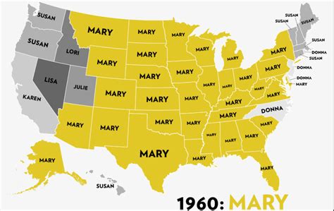 Six Decades Of The Most Popular Girls Names A Map Mappenstance