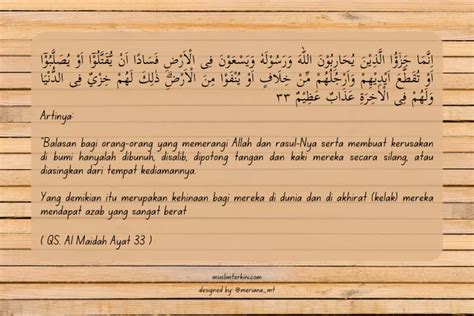 Surah Al Maidah Ayat 33 Arab Latin Dan Artinya Tentang Hukuman Bagi