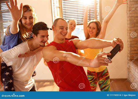 Dancers Group Taking Selfie In Dancing Studio Stock Photo Image Of