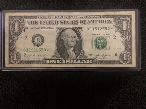 Mavin 1 One Dollar Bill Star Note 2013 B 11512550 Duplicate Serial