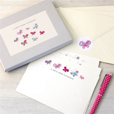 Personalised Butterflies Writing Set By Made By Ellis