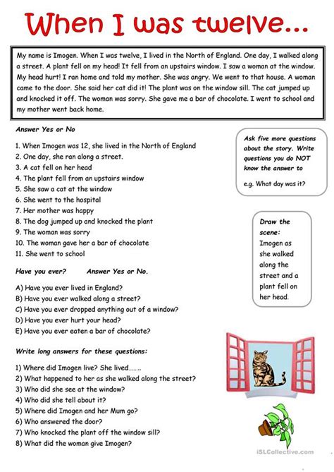 A Simple Passage In The Past Simple Tense English Esl Worksheets For