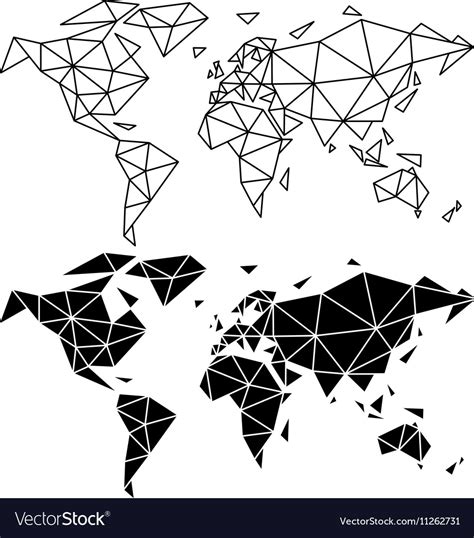 Geometric World Map Royalty Free Vector Image Vectorstock