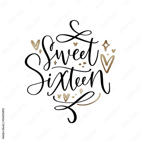Stockvector Sweet Sixteen Calligraphy Vector Design For 16th Birthday