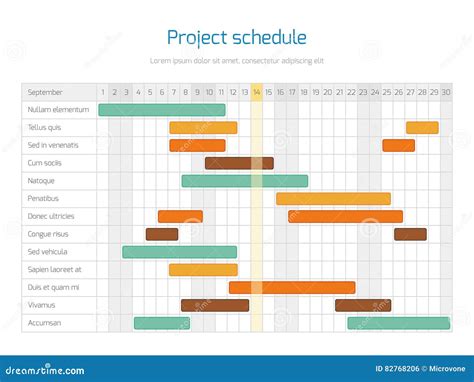 Project Schedule Chart Overview Planning Timeline Vector Diagram Stock Vector Illustration Of