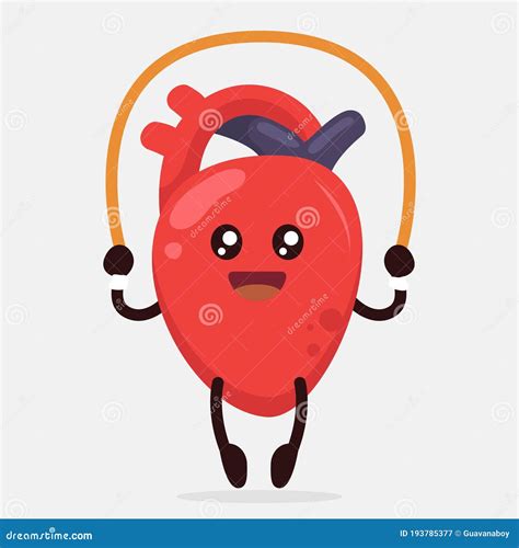 Cute Cardio Heart Organ Mascot Design Illustration Stock Vector